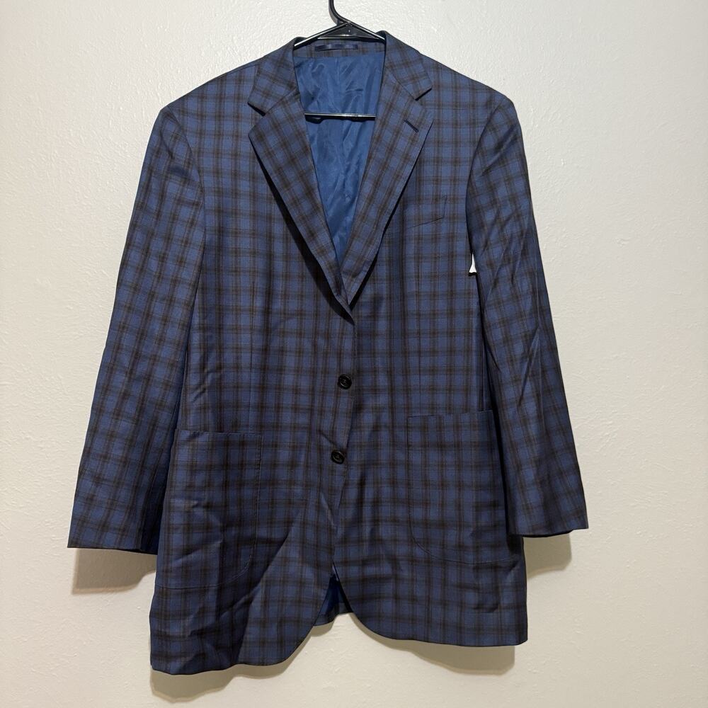 Knot Standard Blazer Loro‎ Piana Merino Wool Blue Check Custom Made See Msrmnts